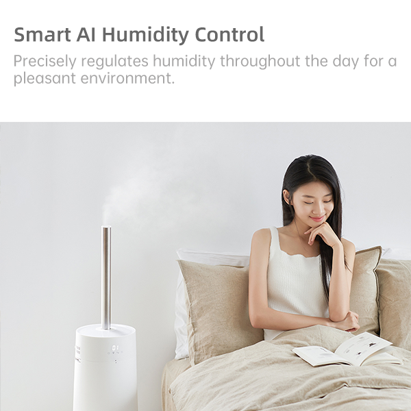 Humidificador inteligente Olayks de 9" con dispersión de niebla ultralarga con monitoreo en tiempo real, control de humedad con detección automática, funcionamiento silencioso y manual de usuario incluido