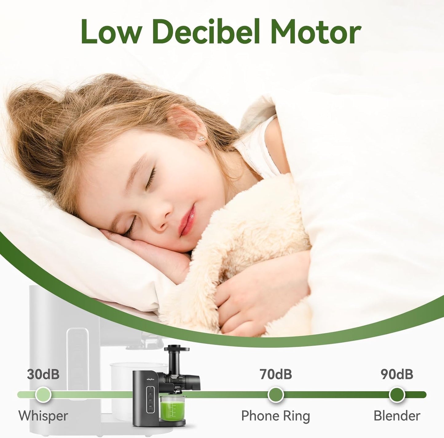 Juicer Machine,Olayks Slow Masticating Juicer with 2 Speed Modes & Quiet Motor,Cold Press Juicer Machines Vegetable and Fruit with Reverse Function,Celery Juicer,BPA-Free,Easy to Clean