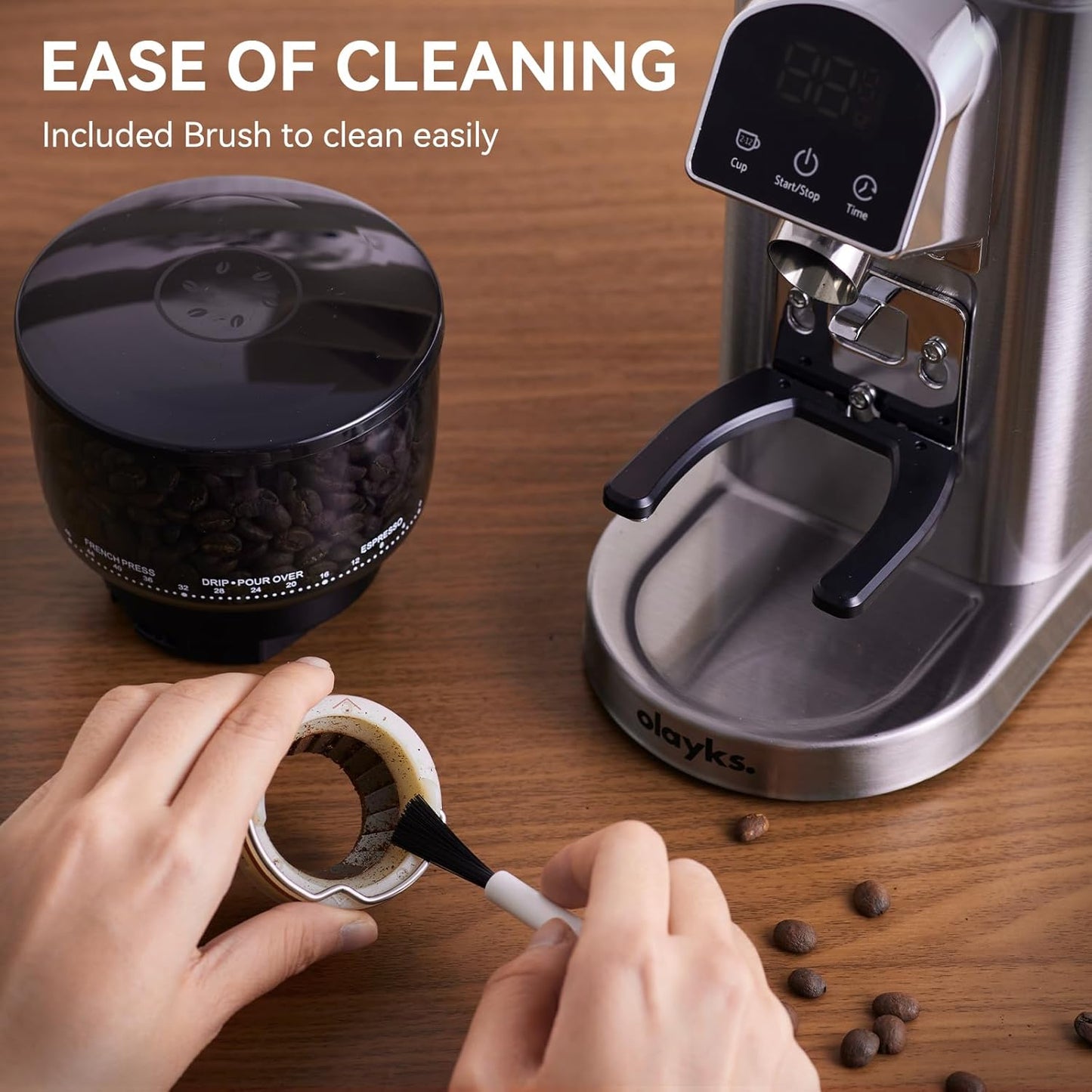 Conical Burr Coffee Grinder Electric with Electronic Timer, Anti-Static, Coffee Grinders for Home Use, Adjustable Conical Burr Mill with 48 Precise Settings for Espersso/Drip/French Press