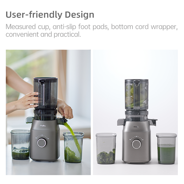 Exprimidor de masticación lenta Olayks, separador de jugo y pulpa, exprimidor automático de prensado en frío para el hogar, extractor de jugo de frutas de gran tolva, fácil de limpiar, regalo 