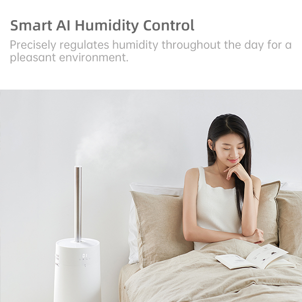 Humidificador inteligente Olayks de 9" con dispersión de niebla ultralarga con monitoreo en tiempo real, control de humedad con detección automática, funcionamiento silencioso y manual de usuario incluido 